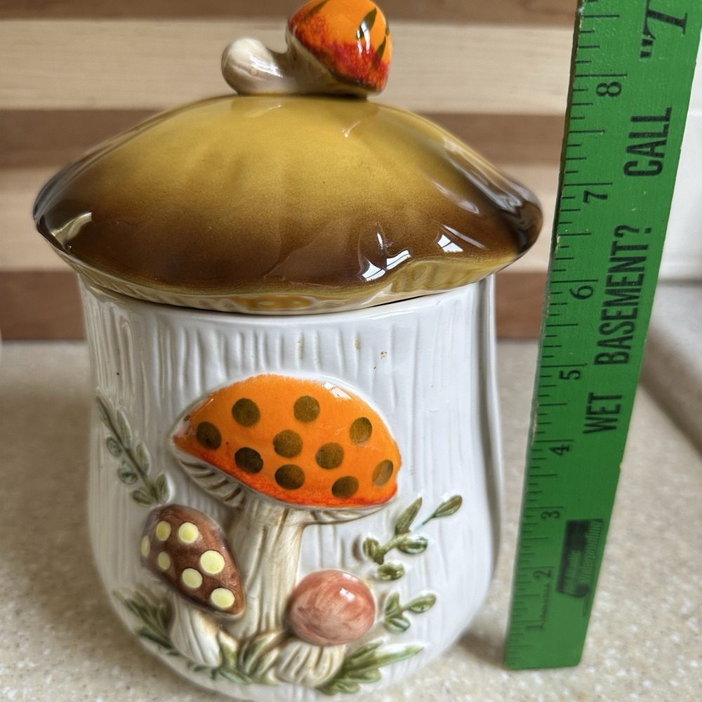 1978 Merry Mushroom Sugar Canister 8.5"  SEARS, ROEBUCK & CO.  made JAPAN